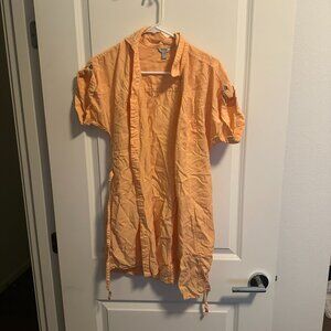 Guess Peach Long Button Up Collared Top